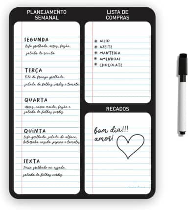 Ímã De Geladeira Porta Recados Anotações Planner Com Caneta
