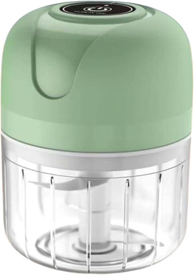 Mini Processador Triturador De Alimentos Elétrico Sem fio Potente com 3 Lâminas de Aço Inoxidável Recarregável USB 250ml(Cor Verde)