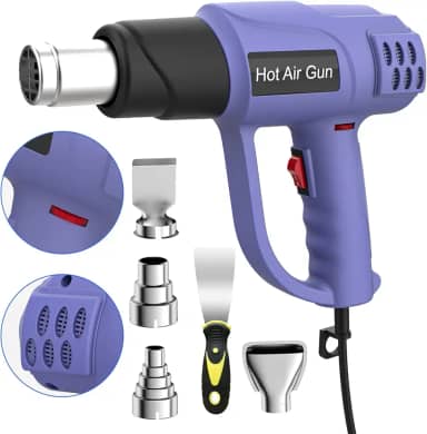 Soprador Térmico Profissional 2000W 110V, Pistola de Ar Quente com Controle de Temperatura 60°C~600°C, 2 Velocidades, Proteção Contra Sobrecarga e 5 Bicos para Envelopamento, Artesanato e Eletrônicos