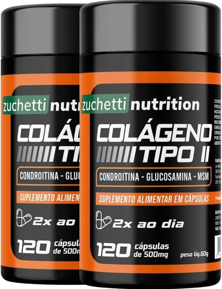 Kit 2 Pote Colágeno Tipo 2 Condroitina e Glucosamina Msm 240 Cápsulas 500mg Zuchetti nutrition
