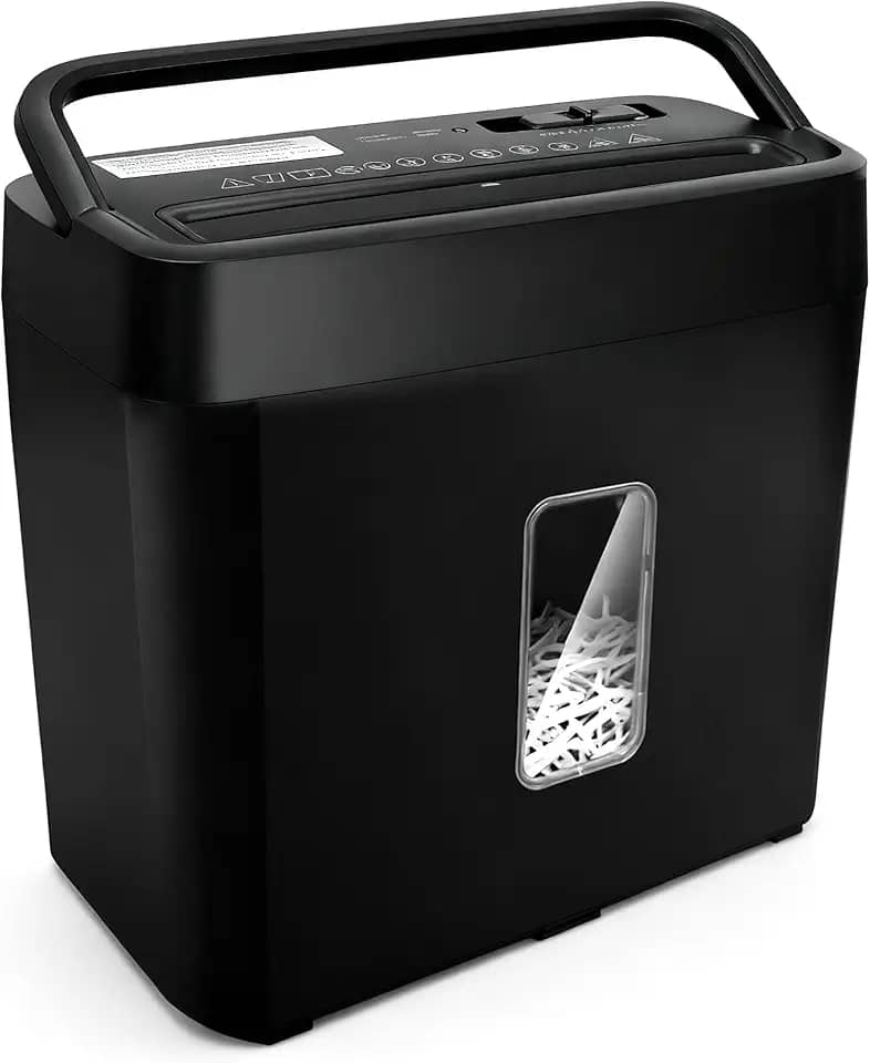 Fragmentadora de Papel 5 Folhas Corte Cruzado 4x30mm -Caxia de 8L Elétrica 110v/220v Triturador de Papel Compacto para Escritório em Casa - Segurança e Eficiência (220V)