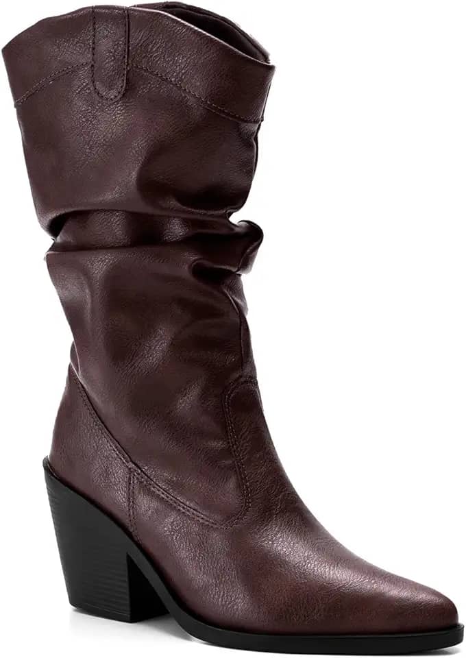 Bota Feminina Lumiss Western Texana Slouchy Cano Médio Enrugada