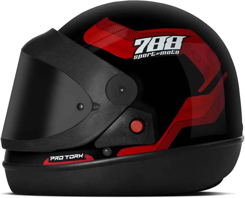 CAPACETE FECHADO PRO TORK SPORT MOTO 788 VERMELHO TAM. 58 VIS. FUMÊ