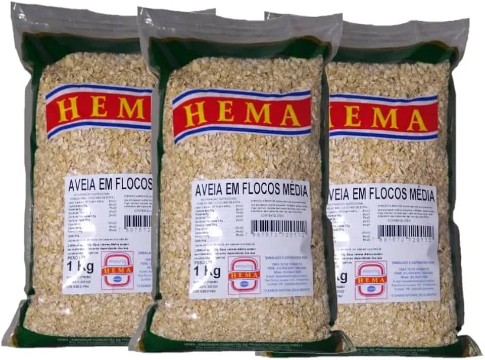 Aveia Media Em Flocos 3kg Kit -c/foto Da Tabela Nutricional