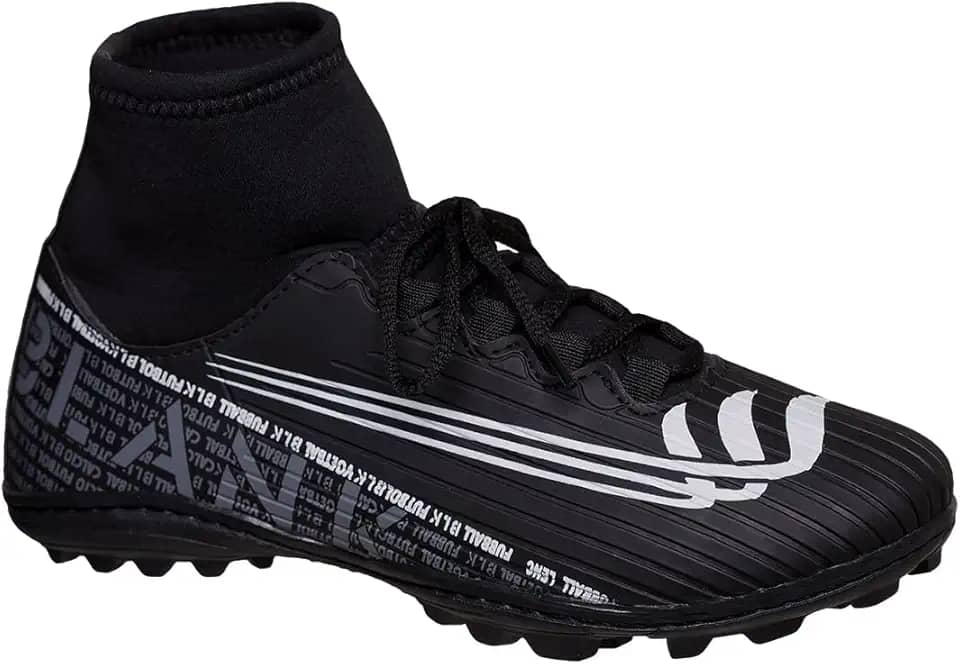 Chuteira Society Botinha Preto Cano Alto com Solado Costurado