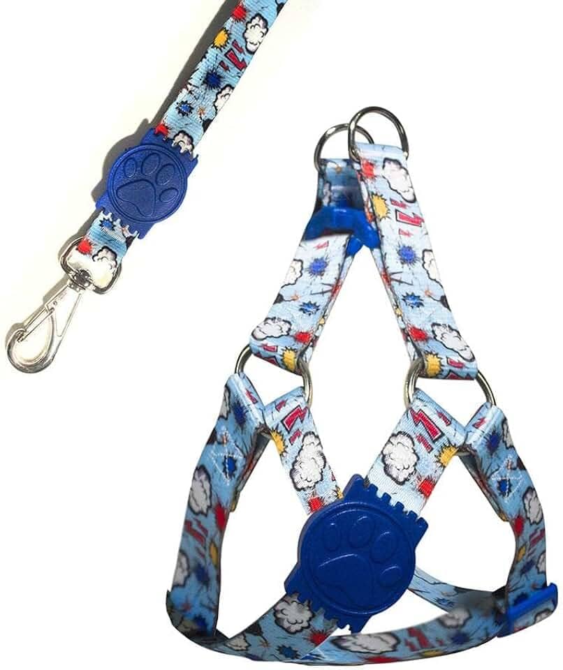 MY PET BRASIL Coleira Peitoral Ajustável Premium Para Cachorros Com Guia Storm My Pet Brasil Azul Grande