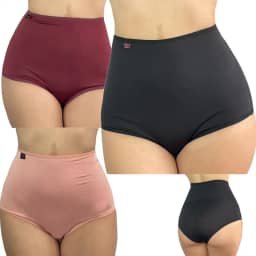 Kit 3 Calcinha Cinta Dupla Pós Parto Cintura Alta Lingerie