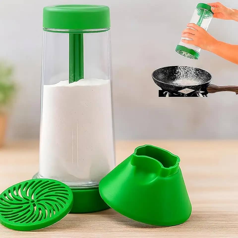 Tapioqueira Manual com Peneira e Polvilhador Integrados Tapiocas Sem Grumos Crepioca Distribuição Uniforme Compacta Ergonômica Fácil de Limpar Desmontável Resistente Cozinha Prática (Verde)