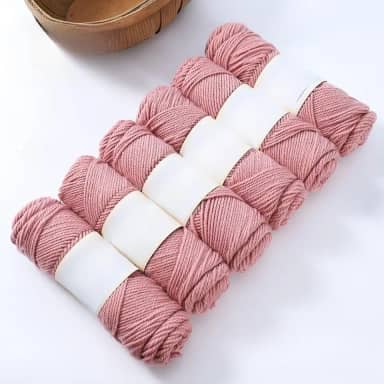 Bolas de fio de lã de mistura média - fio de tricô macio à mão para cachecóis, suéteres e projetos de malha, durável e quente (rosa)