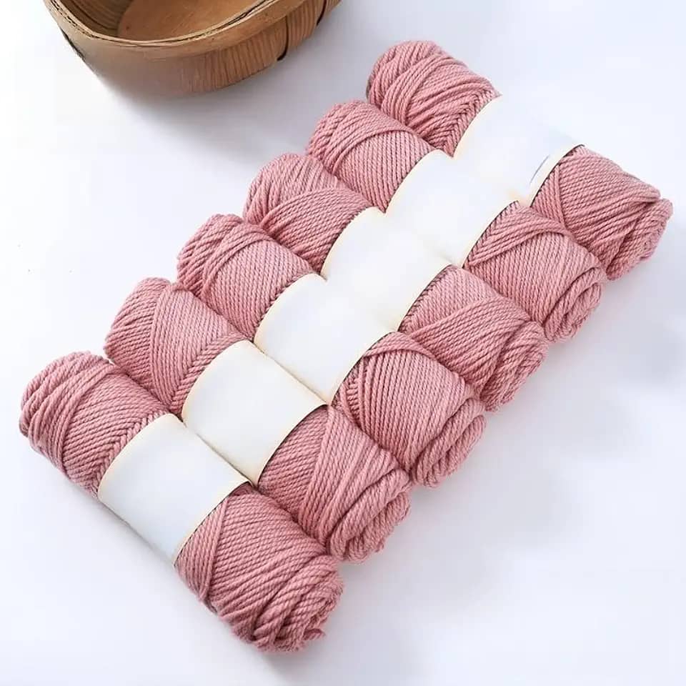 Bolas de fio de lã de mistura média - fio de tricô macio à mão para cachecóis, suéteres e projetos de malha, durável e quente (rosa)