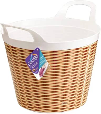 Cesto Flexível Estampa Vime 16 Litros, 100012, CasaMia, Bege, 1 unidade