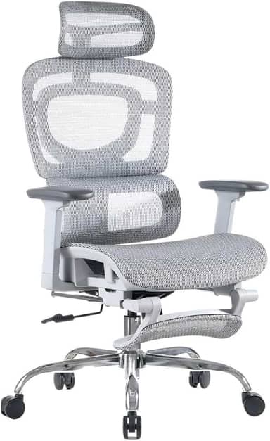 Cadeira De Escritório Ergonômica Mônaco Wt07 Luvinco Malha Respirável Com Suporte Lombar Adaptável Apoio Para Pés Retrátil Encosto Ajustável Seis Posições Suporta 200kg