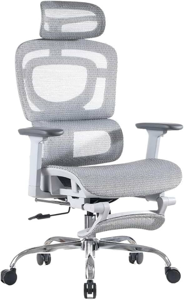 Cadeira De Escritório Ergonômica Mônaco Wt07 Luvinco Malha Respirável Com Suporte Lombar Adaptável Apoio Para Pés Retrátil Encosto Ajustável Seis Posições Suporta 200kg