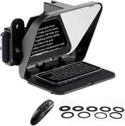 Ulanzi RT02 Teleprompter com Controle Remoto e Aplicativo, Portátil, Sem Necessidade de Montagem, Compatível com Câmera iPad Android iPad Mini 5/6 Smartphone Câmera com Anel Adaptador de Lente.