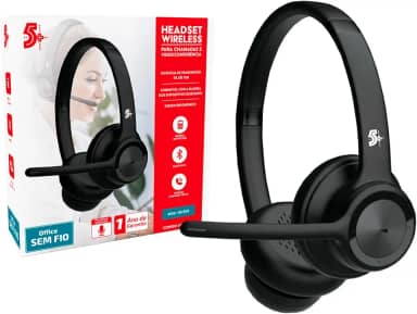 5+ Fone Headset Sem Fio Bluetooth Wireless com Microfone
