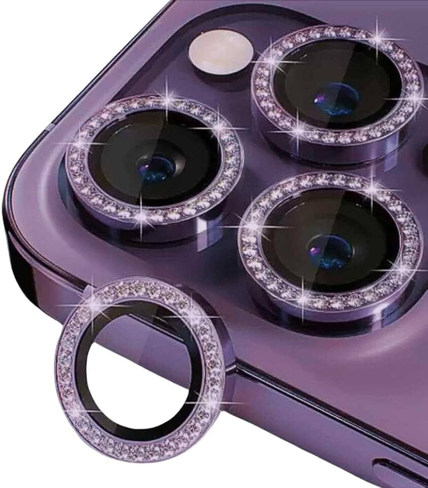 Kit Película Lentes De Câmera iPhone C/Strass kit Protetor Câmera Iphone Modelos Cores11 12 13 14 15, Mini, Plus, Pro, Pro Max (Azul, Iphone 14 Pro e 14 Pro Max)