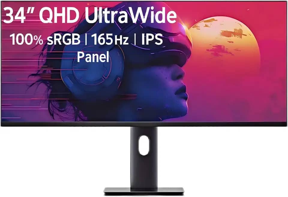 Monitor de computador UltraWide de 34 polegadas, tela IPS rápida 3440 x 1440, 165Hz, 1ms, 95% DCI-P3, compatível com FreeSync e G-SYNC, ideal para jogos, design e codificação, modo vertical