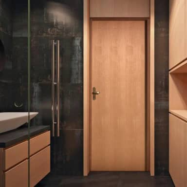 Kit Porta de Madeira 210x82cm Batente 11cm Lisa Padrão Imbuia Uniportas Madeira