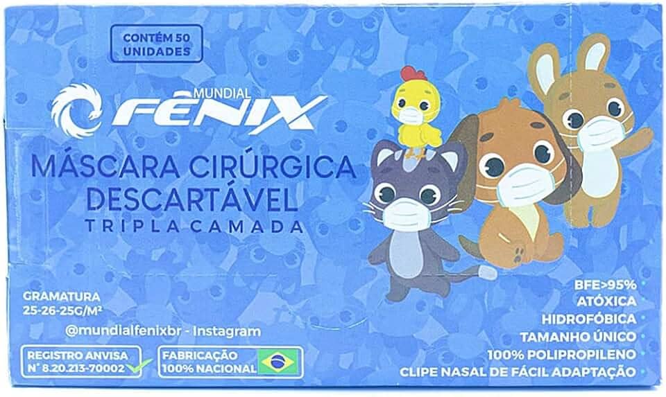 Máscara Cirúrgica Descartável Tripla INFANTIL Branca com 50 unidades