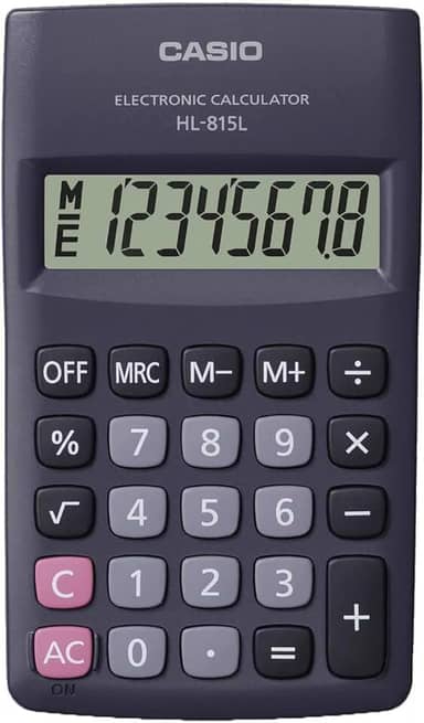 CALCULADORA de BOLSO 8 DIGITOS HL815L PRETA Casio