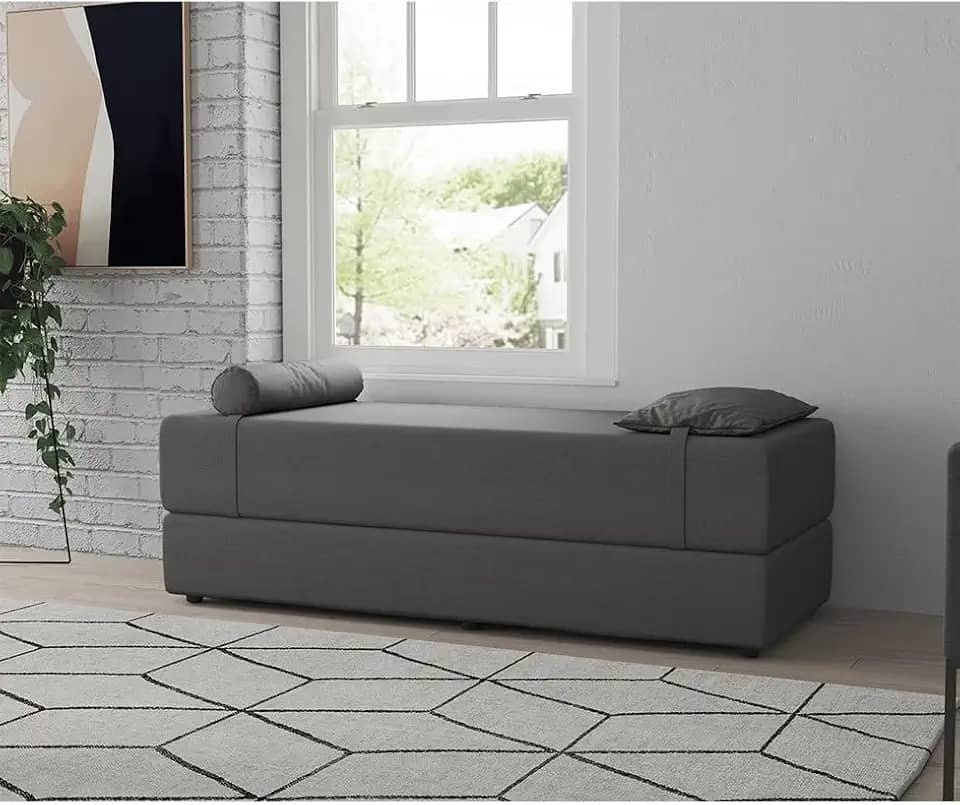 Sofá-Cama Casal 3 Lugares Cecília Linho Grafite