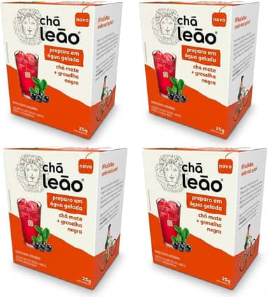 Combo Chá Leão Água Gelada Chá Mate e Groselha Negra - 4 Caixas 40 Sachês