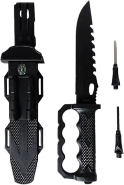 Faca Tatica C/Pederneira Apito Camping Selva COM PROTEÇÃO PARA A MÃO