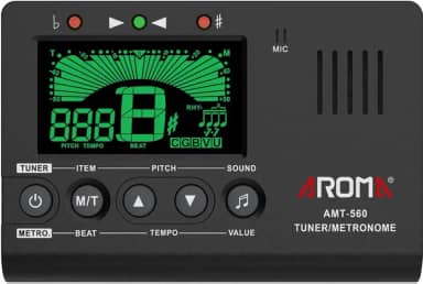 Sintonizador de metrônomo Aroma 3 em 1 para todos os instrumentos - guitarra, baixo, violino, ukulele, trompete, clarinete, flauta, cromático - afinador digital preciso, metrônomo, gerador de