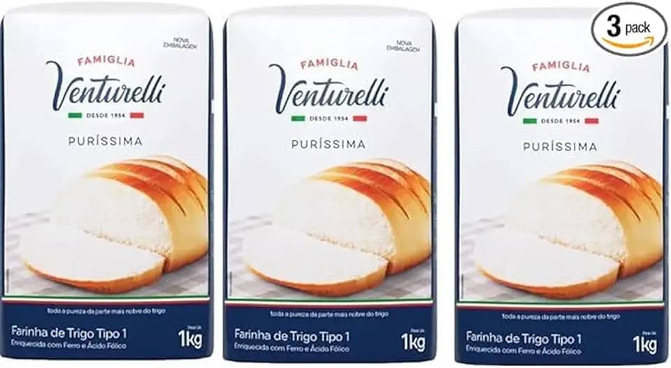 Farinha De Trigo Tipo 1 Famiglia Venturelli Puríssima pct 1 Kg 3 Unidades