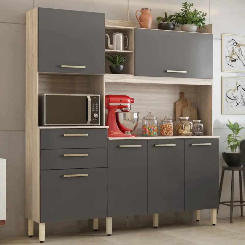 Armário de Cozinha 6 Portas 2 Gavetas Select Demobile Avena Grafito
