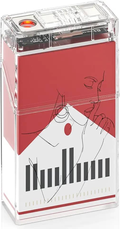 Estojo de cigarro com isqueiro, estojo de cigarro tamanho king para mulheres e homens