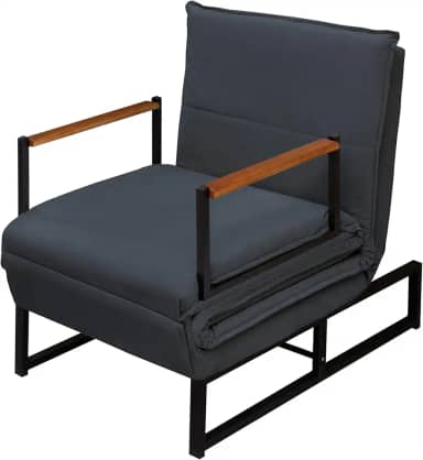 Poltrona Moderna Versati Estofada Descanso do Papai Conforto Premium Reclinável Puff Vira Cama Solteiro Luxo Puff Retrátil Macia Extensão Sala E Quarto Pés Em Aço Escritorio (Cinza)