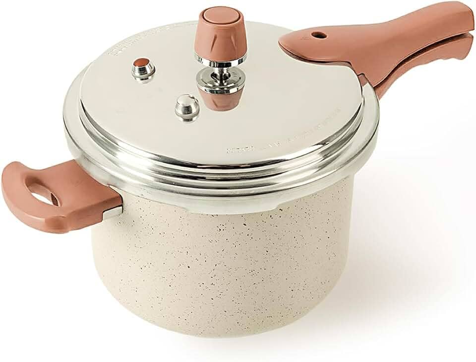 Oikos - Panela de Pressão com Indução 4,4L Antiaderente Cerâmico Fechamento Externo Bege