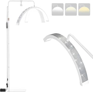 Ring Light Meia Lua Profissional LED para Cílios e Sobrancelhas, Luminaria Meia Lua Estetica Spa Arco Ajustavel, com Tripé (Branco)