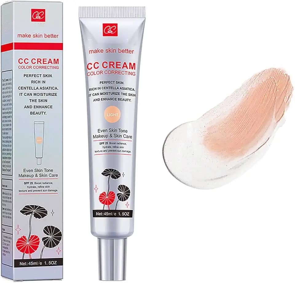 Creme Cc Corretor De Cor Com Fps 25, Base Leve Cobertura, Poros Invisíveis, Rico Em Centella Asiática, Sérum Hidratante, Refina A Textura Da Pele, Evita Danos Causados Pelo Sol (Claro, Clar