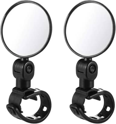 BESPORTBLE Espelho Retrovisor de Bicicleta 2Pcs, Giratório 360°, com Refletor Traseiro e Montagem no Guiador