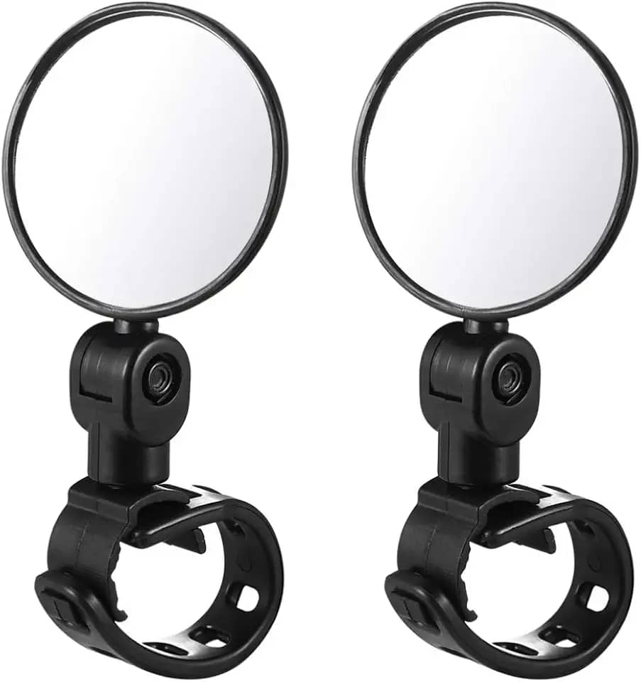 BESPORTBLE Espelho Retrovisor de Bicicleta 2Pcs, Giratório 360°, com Refletor Traseiro e Montagem no Guiador