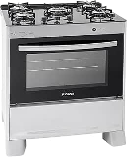 SUGGAR FOGÃO NEO GLASS PRATA MESA DE VIDRO 5 BOCAS TREMPE 6 APOIOS ACENDIMENTO AUTOMÁTICO FGVNG510PRIX