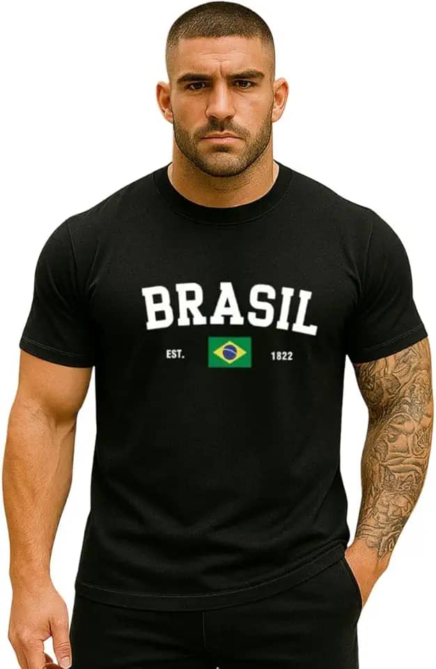 Camiseta Brasil Masculina 100% Algodão Premium Brasil Copa Do Mundo