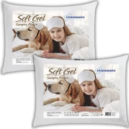 Kit 2 Travesseiros Firme e Alto Soft Gel 50x70cm Antialérgico Fibras Importada Toque Macio Refrescante Lavável