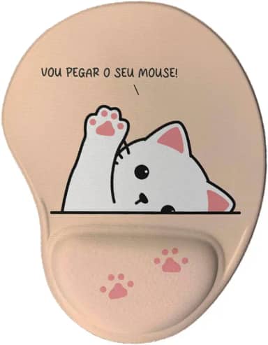 Geek Vip, Mouse Pad Ergonômico Divertido - Gatinho Vou Pegar o Seu Mouse cor:Rosa