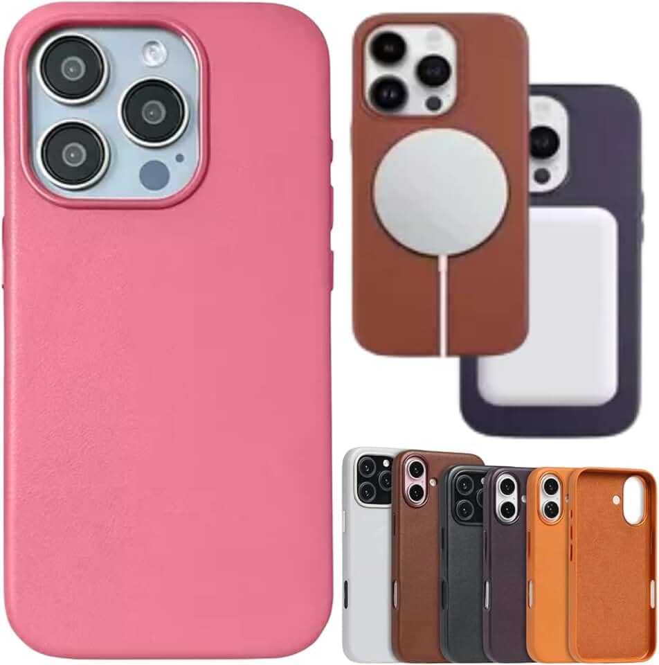 [GL CASES] Case Capa Capinha De Celular Couro Para iPhone 15 | iPhone 15 Pro | iPhone 15 Pro Max Compatível Com Carregador Por Indução Magnética Magsafe (Rosa, iPhone 15 Pro Max)