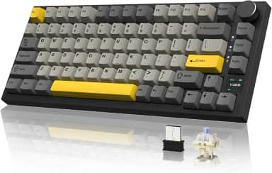 ATTACK SHARK ajazz AK820 Pro Teclado Mecânico Sem Fio TFT Display & Botão Hot Swappable Bluetooth 5.1/2.4G hz/Tipo-C Junta-Montado RGB Backlit Teclado Personalizado para PC/Win (Preto/Presente Switch)