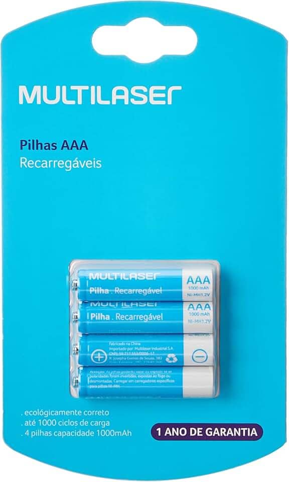 Pilhas Recarregáveis AAA 1000Mah com 4 Unidades Multi - CB050