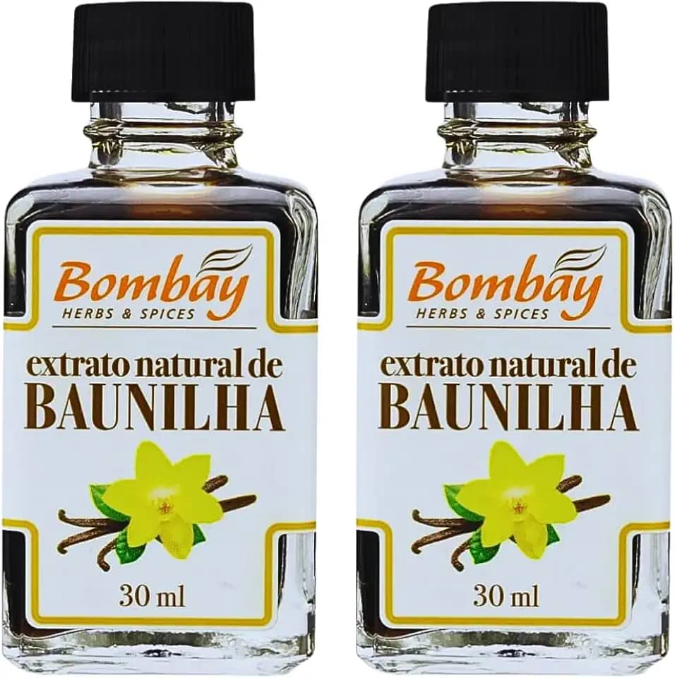 Kit com 2 Vidros de Extrato Natural de Baunilha de 30mL cada - Bombay