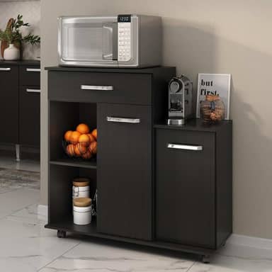 Armário de Cozinha Balcão Multiuso para Microondas Multimóveis Mpf2189 Preto