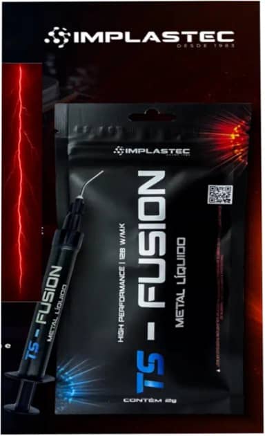 TS Fusion Pasta Térmica Metal Líquido, 2g, Alta Condutividade 128W/mK, Composto de Gálio, Índio e Prata, Aplicação Profissional para PS5, CPU, GPU