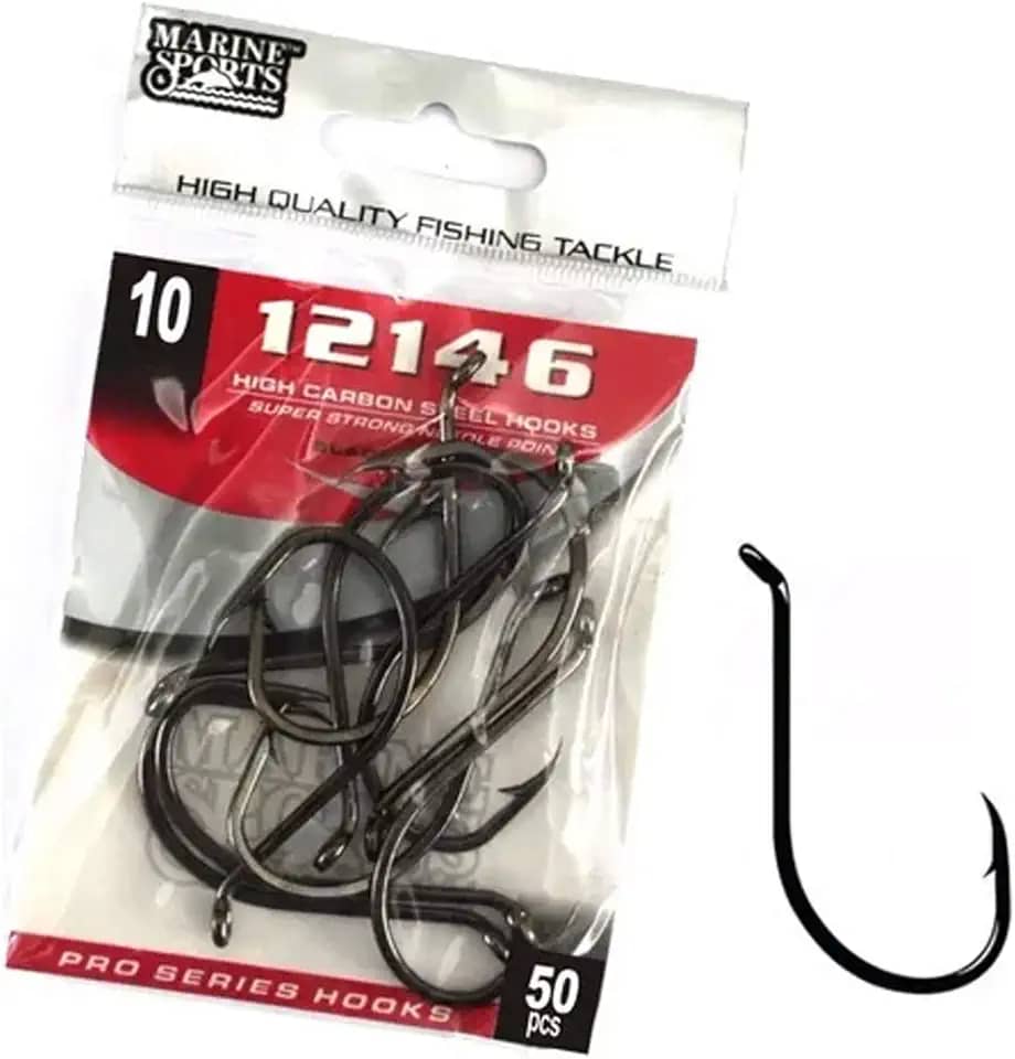 Anzol Pesca Marine Sports 12146 N°10 (1,1cm) Black 50 Peças