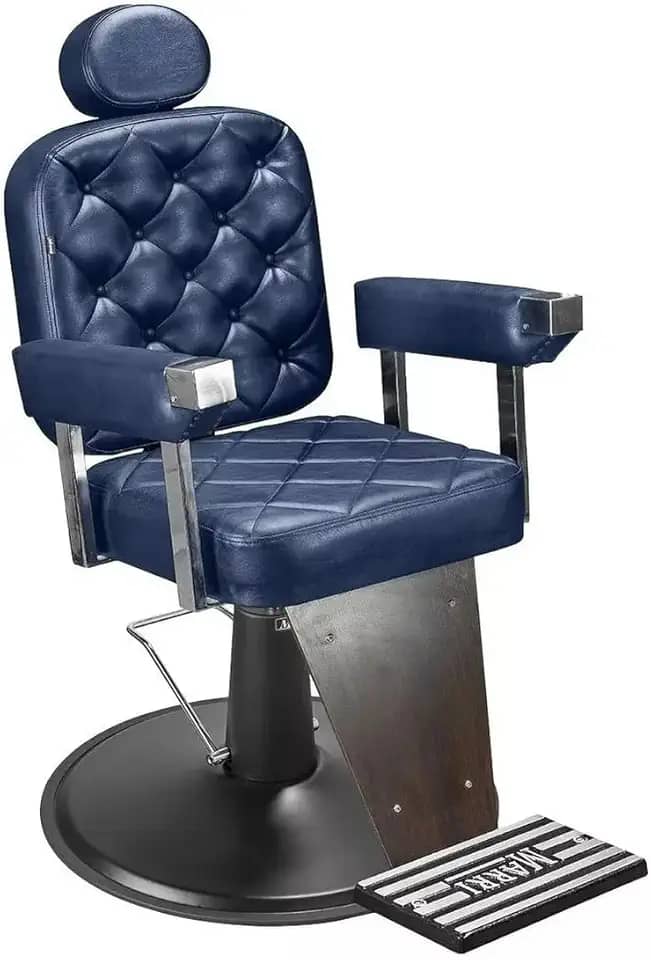 Cadeira de Barbeiro Marri Dubai, Cadeira Giratória e Reclinável para Barbearia e Salão de Beleza, Estrutura em Aço Reforçado, Estofamento Premium, Base em Metal e Apoio para Pés (Preta)