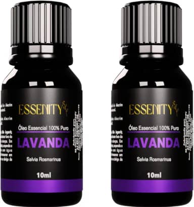 2 Unidades Óleo Essencial de Lavanda 100% Puro 10ml - Alívio do Estresse e Ansiedade, Calmante Natural, Perfeito para Aromaterapia, Massagem - Vegano, Cruelty-Free, Ideal para Difusores e Cuidado da Pele - ESSENITY (2 Unidades, Lavanda)